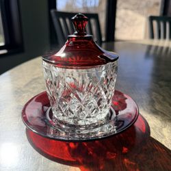 Rare Vintage Anchor Hocking Royal Ruby Marmalade Set 