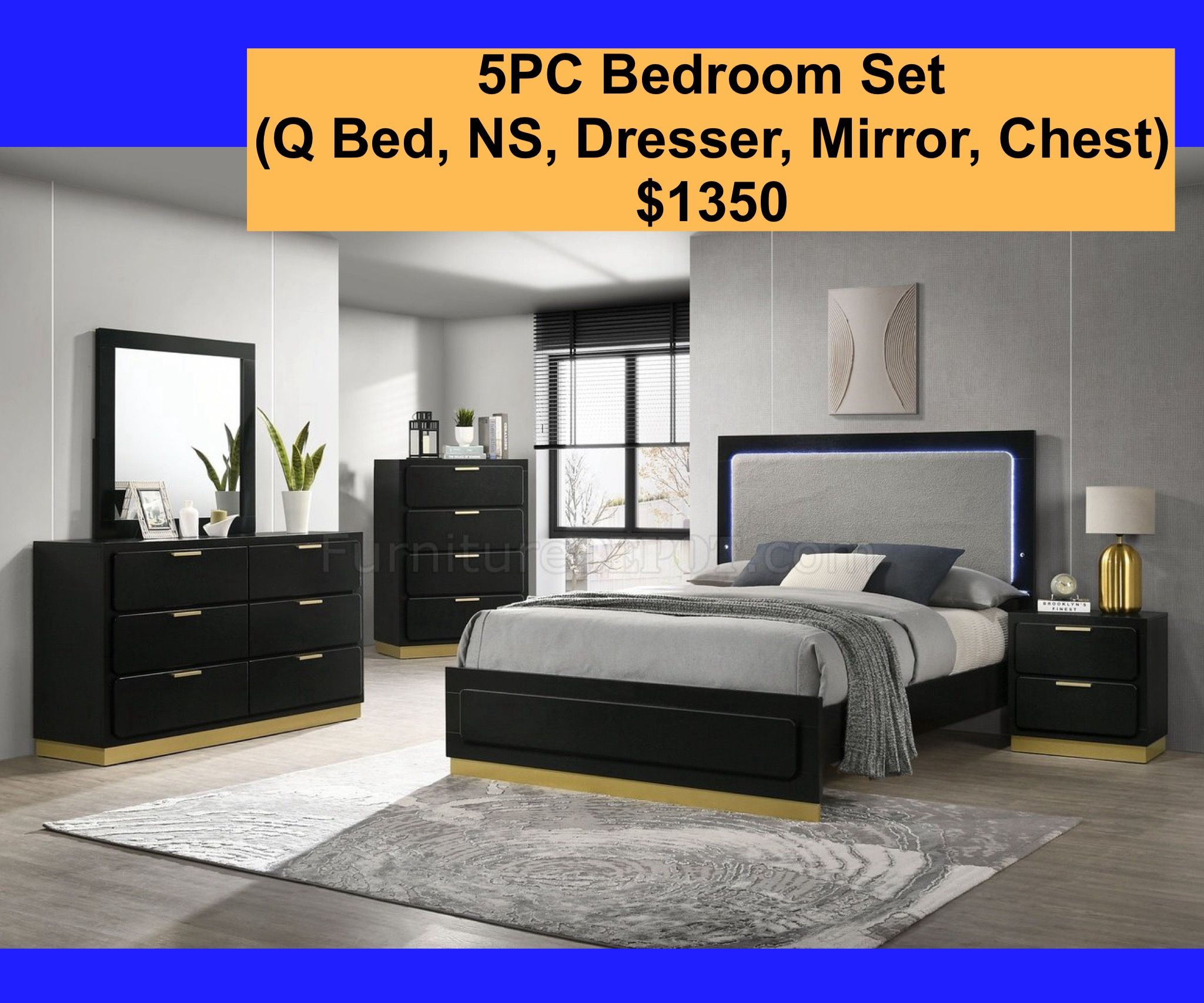 πΊ FREE DELIVERY πΊBrand New 5PC Queen Size Bedroom Set