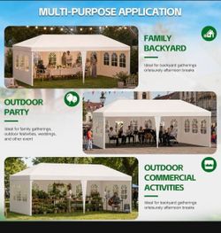 10'x20' Outdoor Canopy Party Wedding Tent White Gazebo Pavilion with sidewalls