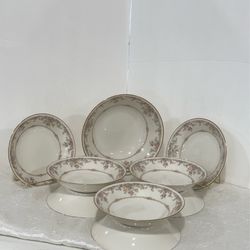 Noritake "Gallery" 8 Soup Cereal Bowls Ivory & one salad bowl China #7246