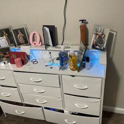 Fixwal White Dresser for Bedroom TV Stand with Drawers for Bedroom LED Girl Dresser