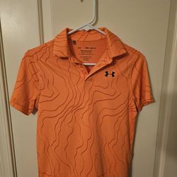 Under Armour Youth Polos Size Medium Orange And Neon Yellow