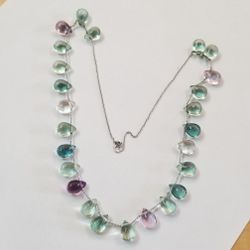 Necklace 14kt white Gold And Florite