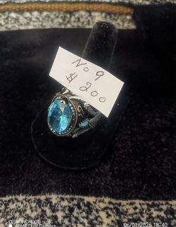 Aqua-Stone 925 Sterling Silver Men's Ring