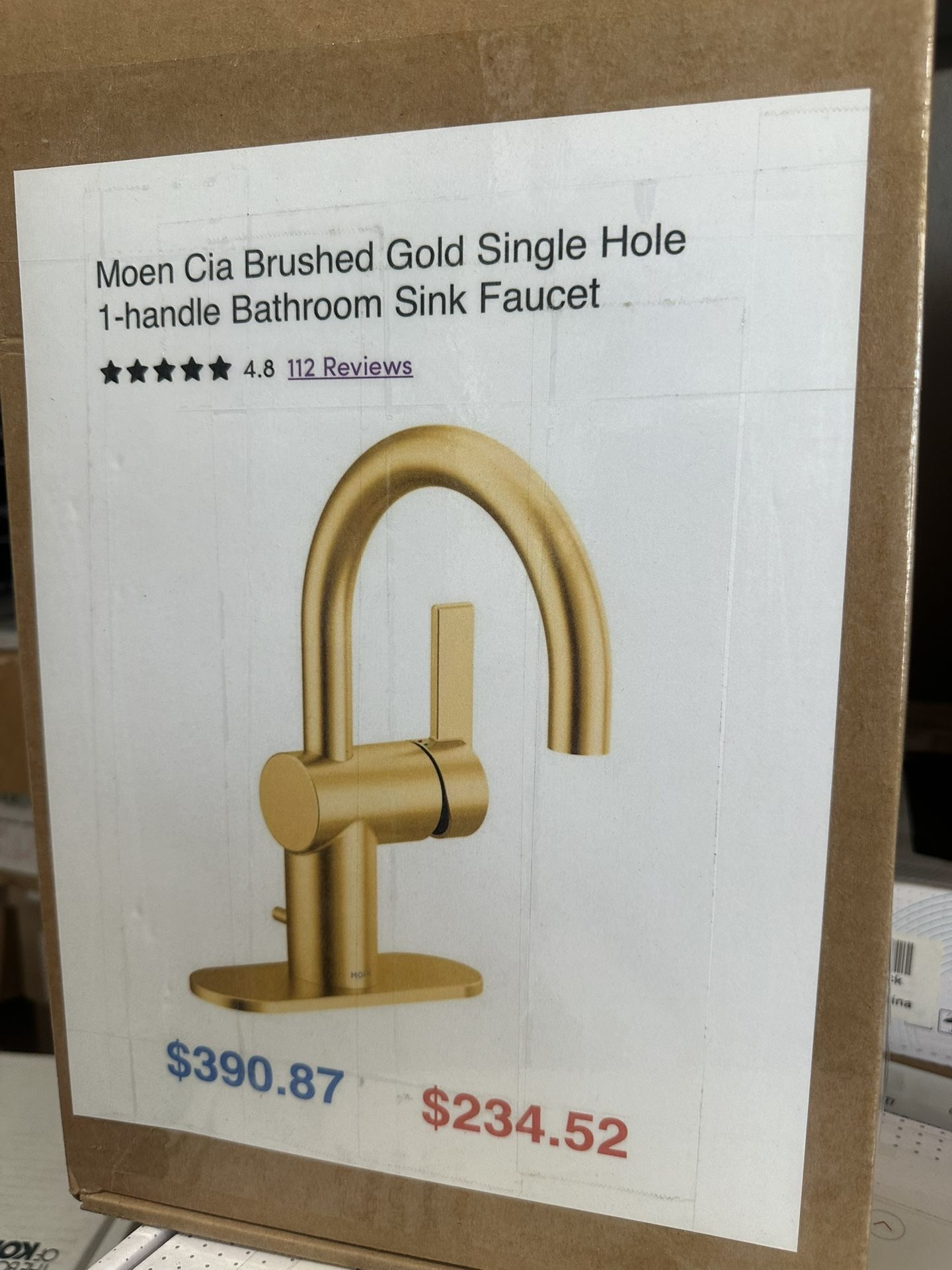 MOEN Single Handle Bathroom Faucet in Brushed Gold