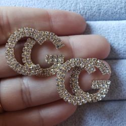 Gold Earrings With Stone..s925 Posts 