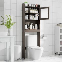 Over The Toilet Adjustable Storage Organizer Shelf Space Saver Bathroom Brown