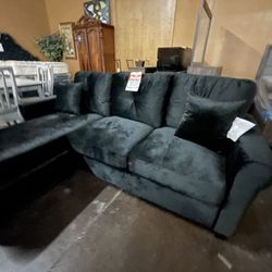 Black chenille reversible sofa chaise sectional