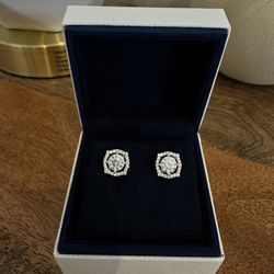 New Moissanite 10H10A Earrings 2CT(1CT *2)18K White Gold Plated Sterling Silver