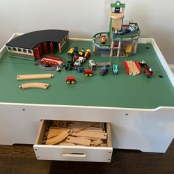 Melissa and Doug Train Table With Brio trains and Tracks
