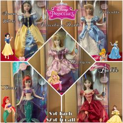 (RARE) Disney Princess Brass Key Porcelain Keepsake Dolls (Snow White, Cinderella, Aurora, Ariel, Belle) ($50 Each) (Perfect for Disney Collectors)