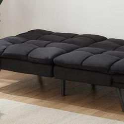 Mainstays Memory Foam Futon, Black Suede Fabric, 72''