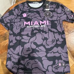 BAPE × Adidas Inter Miami jersey in black and pink