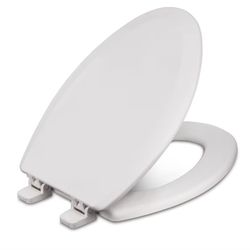 Centoco Wooden Toilet Seat Elongated, Closed Front with Cover, Residential, DSAZAM900-001, White