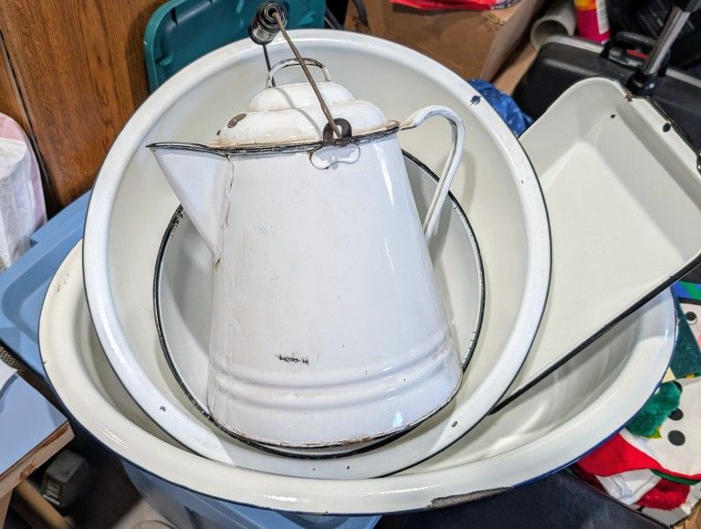 Vintage White Enamel Set