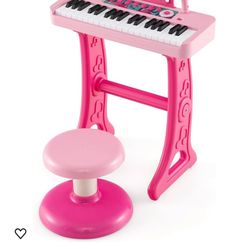 Costzon Kids Piano, 37 Key Piano Toy Keyboard w/ Microphone, Music Stand & Stool, Portable Electronic Piano Educational Musical Instrument Toy, Birthd
