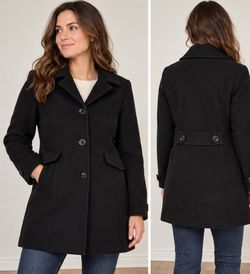 Croft & Barrow Black Wool Blend Tailored Coat Women’s L