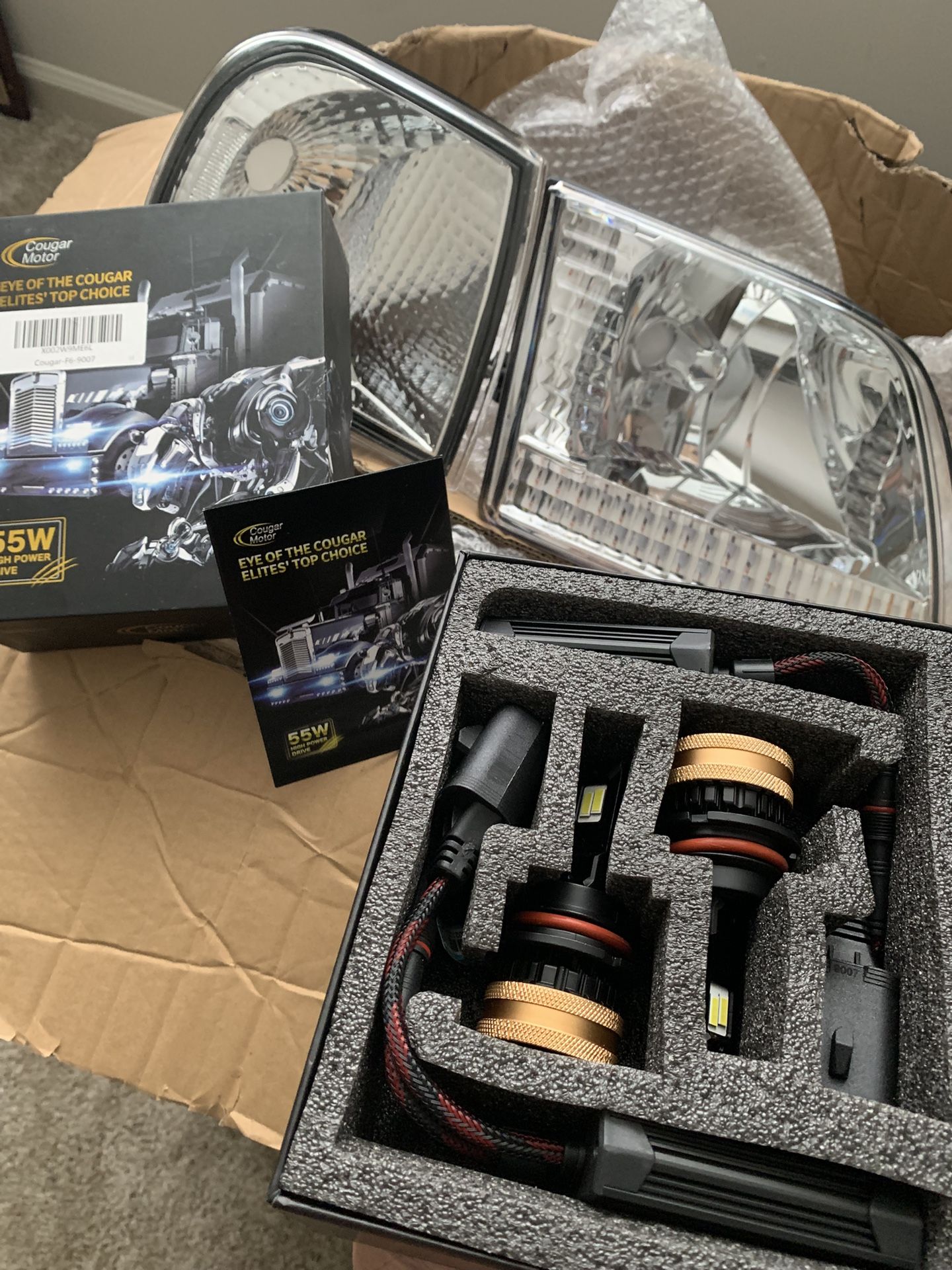 HID Kit (Cougar Motor{fits any}) + Ford Expedition Headlights (New)