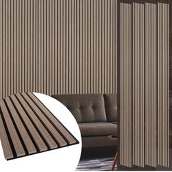 Yuzzy Wood Panels for Wall - 9 Feet Dark Walnut Wood Slat Acoustic Panels 4 PCS - Modern Sound Absorbing Wall Panels for Interior Wall Decor for Home,