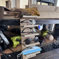 Handmade Wooden Shop/Man Cave Safety Glasses & Accessories Holder