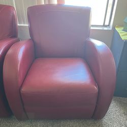 Red Leather Arm Chair - Set of 2 - $500 obo