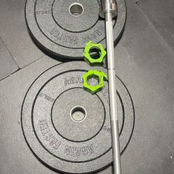 6F OLYMPIC BAR AND BUMPER PLATES