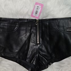 women's small Zippy Faux Leather Micro Shorts