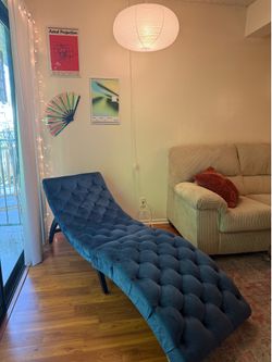 Blue velvet Couch / Chaise Lounge chair