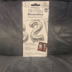 New In Package Anagram Air Filled Silver Number 2 Balloon Party Decoration16 Inches