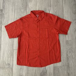 Mountain Hardwear McLane Shirt Mens Large Short Sleeve Orange Buttoned