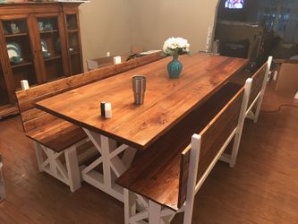 Farmhouse table and benches on sale! Lowest prices you'll find!