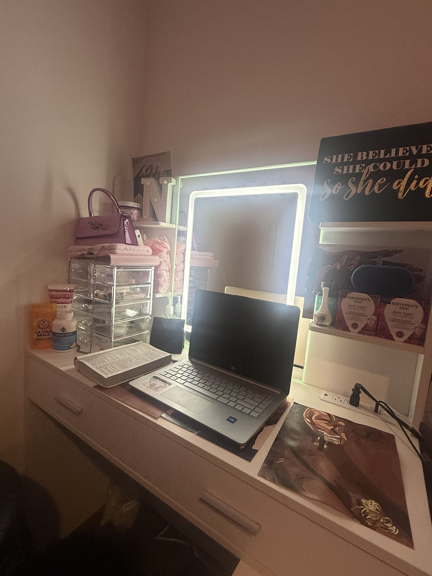 Mirror Desk With Drawers 