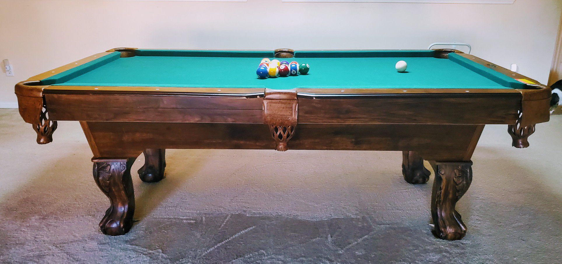 Pool Table, Bud Lite hanging light, Table Cover, Accessory Rack, 4 Pool Sticks, all accessories