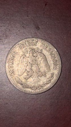 Silver 1920 Mexico coin. 10¢