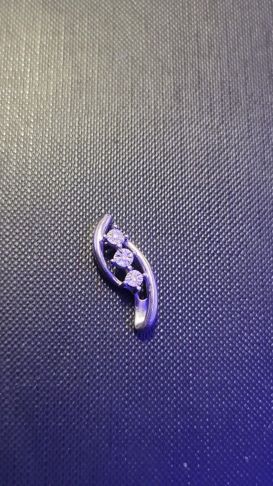 3 Diamond Chips Sterling Pendant