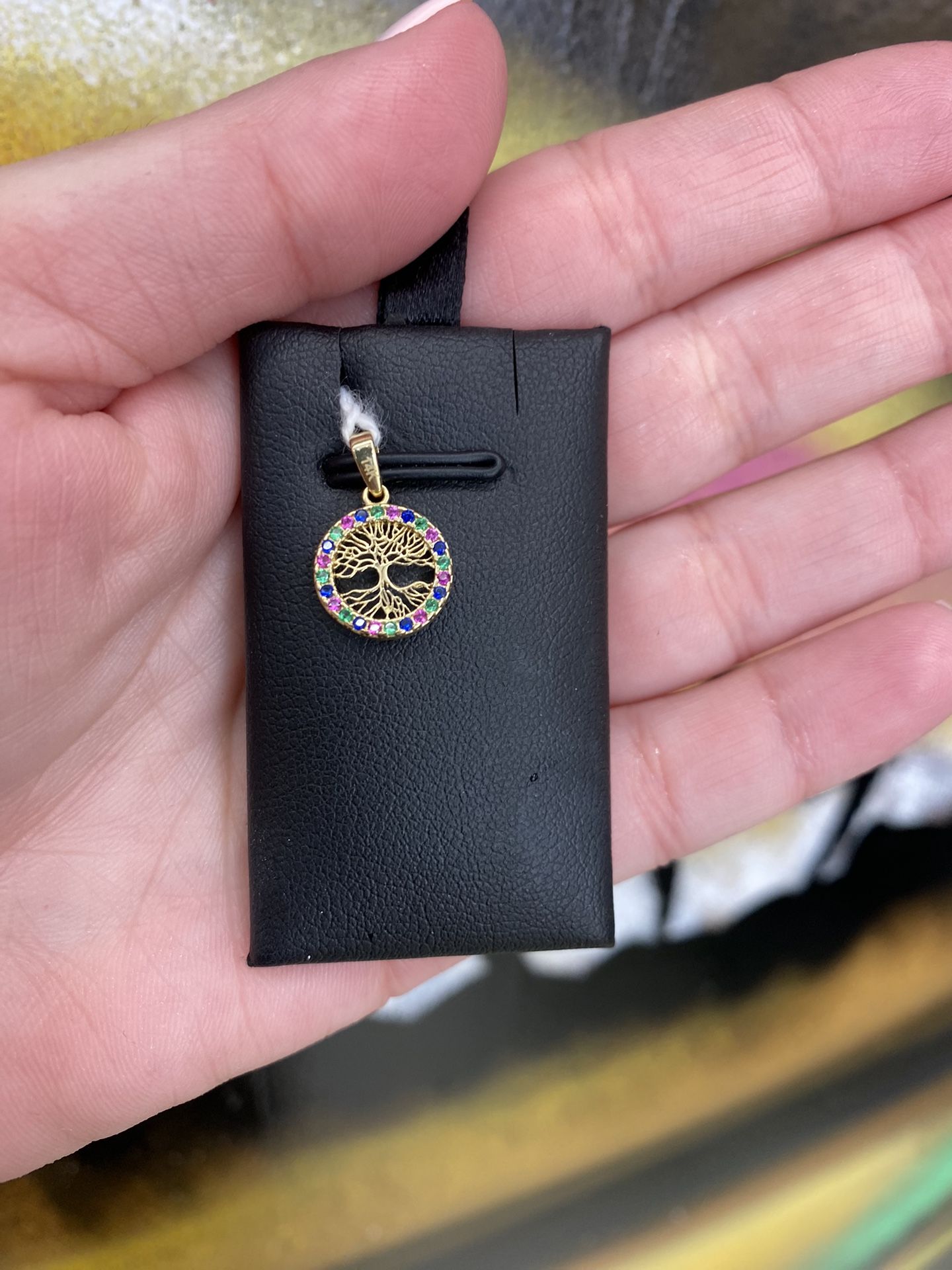 14k SMALL TREE CZ STONE CHARM
