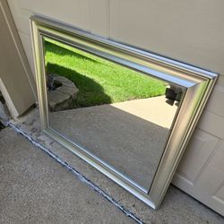 28"H x 34"W Silver Framed Wall Mirror