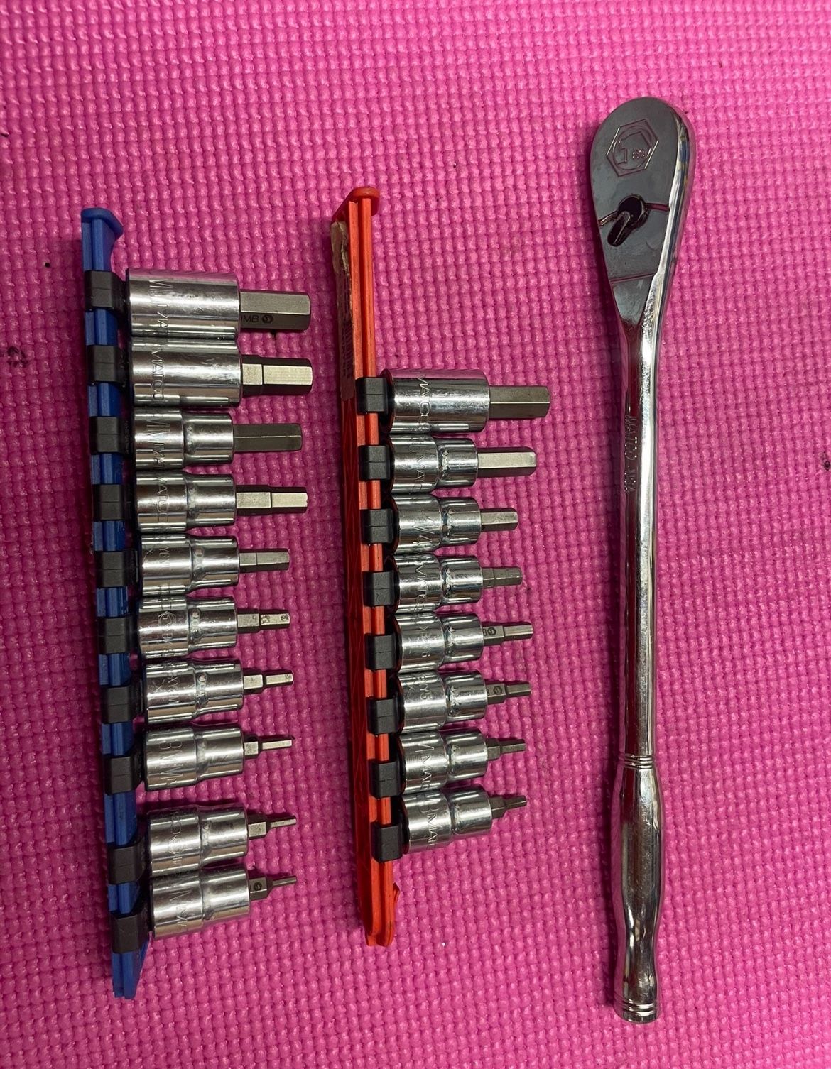 Matco Tools Ratchet And Allen Socket Sets METRIC and SAE Keywords : Marco tools, Mac tools, SnapOn tools snap on lifetime warranty, standard, met