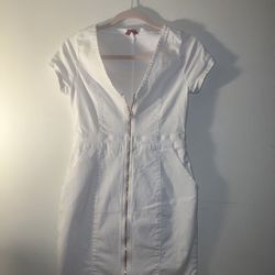 New Guess White Denim & Rose Gold Dress Size Small
