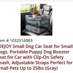 Dog Car Seat For Small To Medium Dogs New