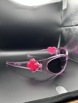 Pink Heart and Flower Accent Sunglasses