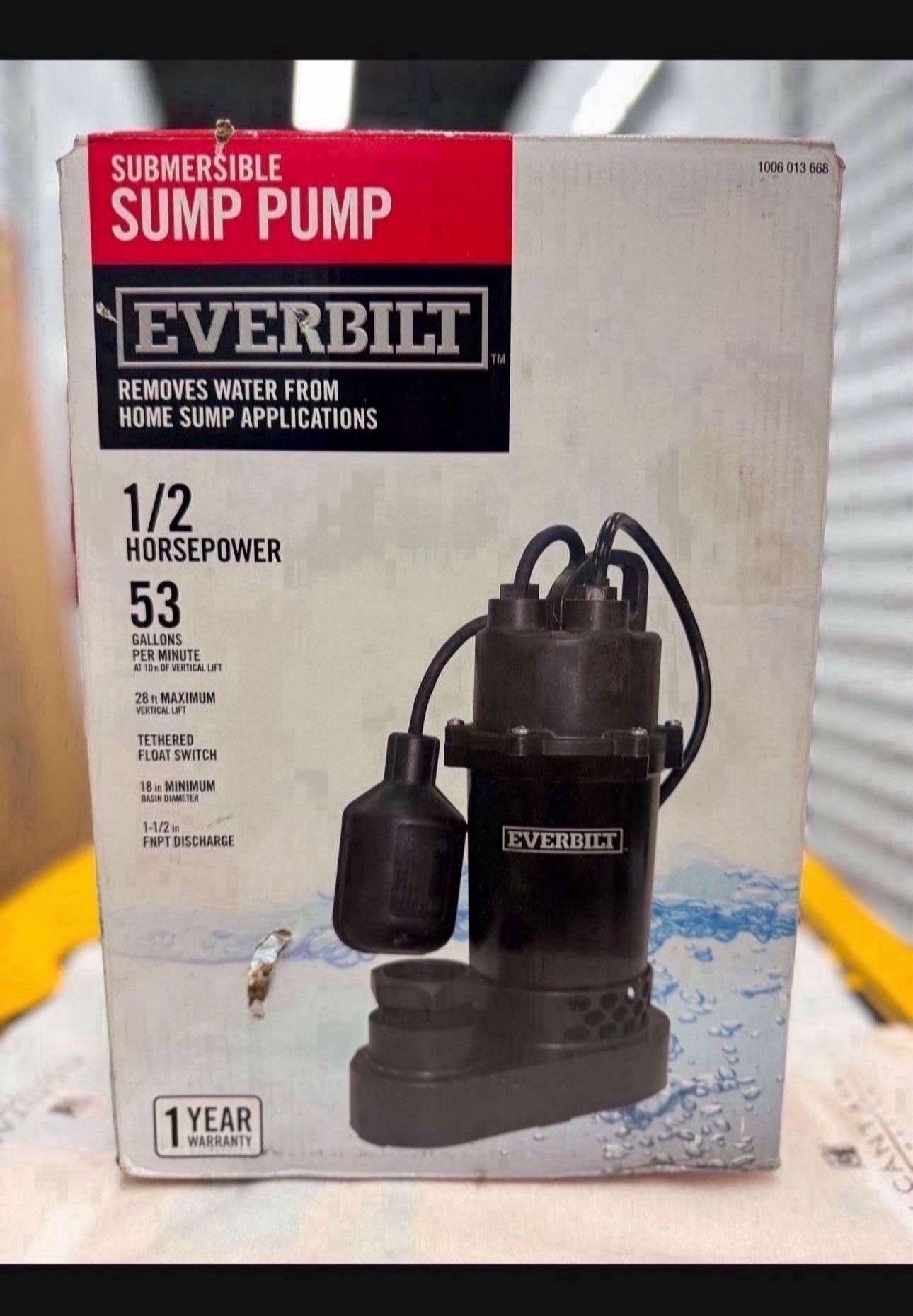 🔥 1/2 HP Aluminum Sump Pump Vertical Switch 53 Gal (retail $184)