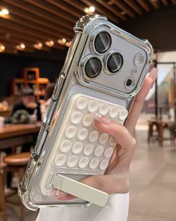 Iphone 16pro case with suction silicone cup bracket stand holder