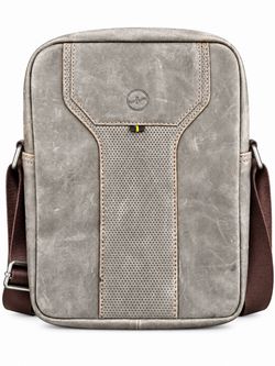 Gray Leather Crossbody Shoulder Bag
