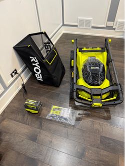 Ryobi 40v mower with charger and battery