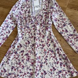 New! Zara Floral Mini Dress Size S
