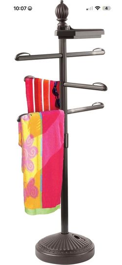 Pool & Spa Valet, Adjustable Pool & Patio Towel Holder with Weighted Base, Ou...
