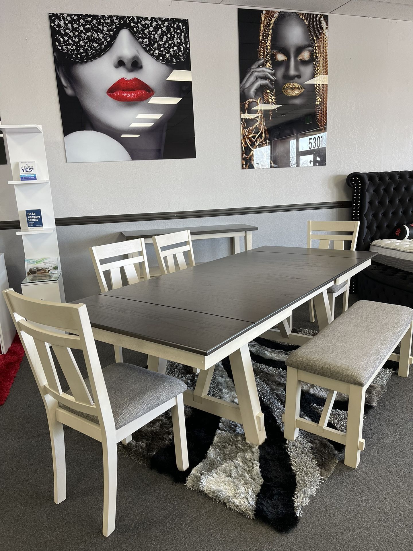 6PC Gray Dining Table Set