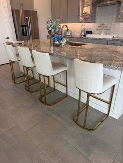 EUC 26" Counter Stool Cream Upholstery Gold Barstools