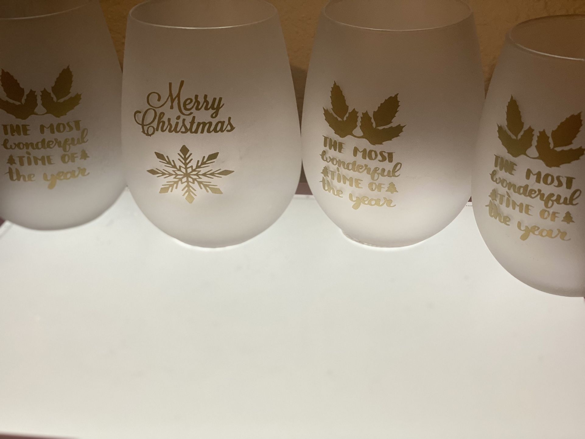 Custom handmade Frosted Colored Christmas candle holder